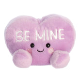 Lavender Be Mine Candy Heart plush with 'BE MINE' in white, perfect for heartfelt gifts.